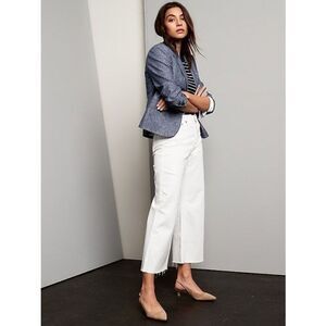 Banana Republic High Rise Wide Leg Cropped Pants In White